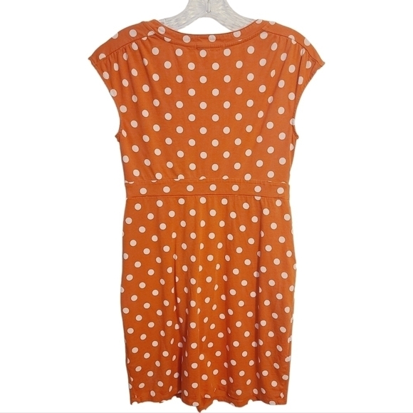Boden | Women's Orange & White Polka Dot Weekend Jersey Dress (US Size 6P) - Picture 11 of 11